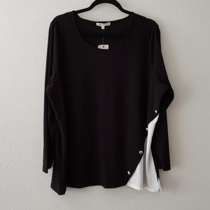 Retrology long sleeve tops with mock button